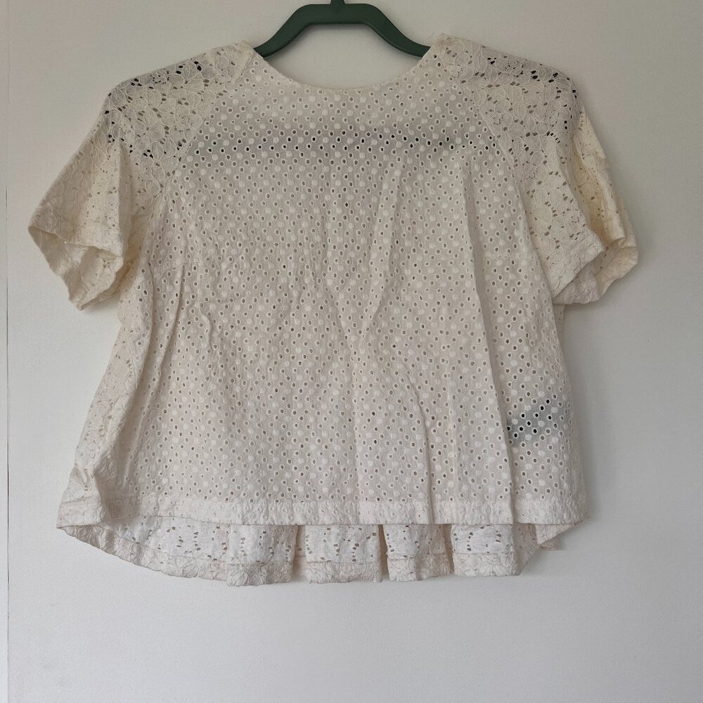 Suno lace/ eyelette ss top